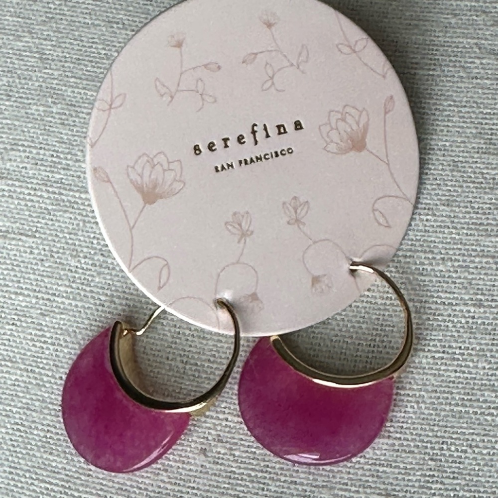 Serafina - sold at Anthro - Pink Gold Drop Hoop Earrings - NWOT